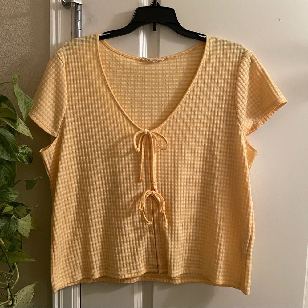 madewell tie-front golden yellow top